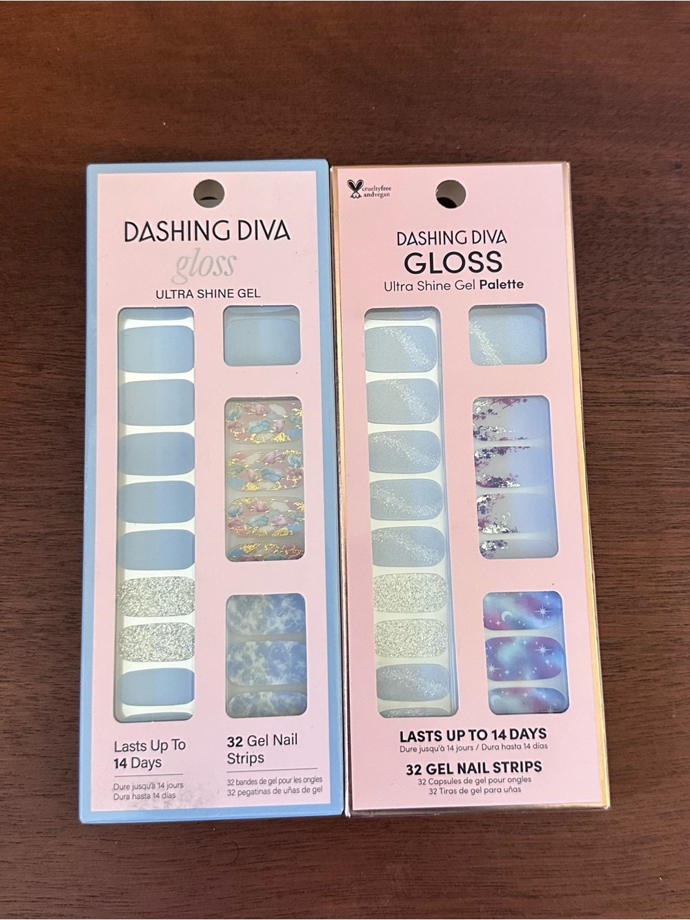 Dashing Diva Gloss Pastel Blue Press-On Gel Nails with Accent Designs